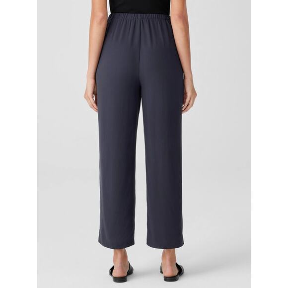 EILEEN FISHER Silk Georgette Crepe Straight Pant Navy Blue Sz L NWT $248 {OO33} - Picture 3 of 3